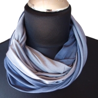 SCHLAUCHSCHAL LOOP SEIDENJERSEY 100% Seide Unikat blau-grau