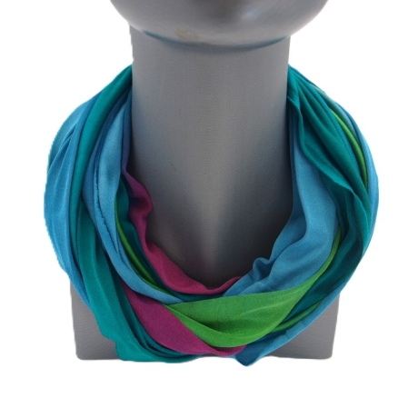 SCHLAUCHSCHAL LOOP SEIDENJERSEY 100% Seide Unikat blau-grün