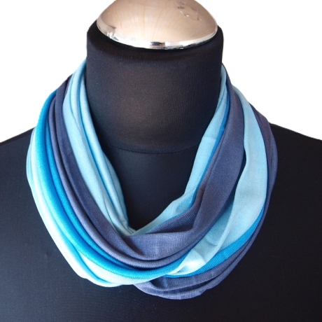 SCHLAUCHSCHAL LOOP SEIDENJERSEY 100% Seide Unikat blau