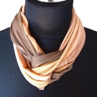 SCHLAUCHSCHAL LOOP SEIDENJERSEY 100% Seide Unikat beige-braun