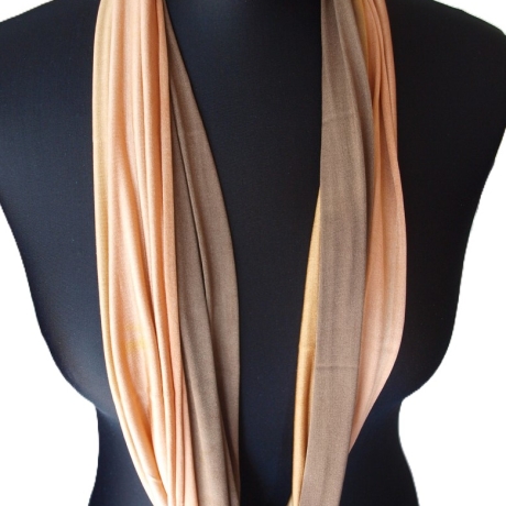 SCHLAUCHSCHAL LOOP SEIDENJERSEY 100% Seide Unikat beige-braun