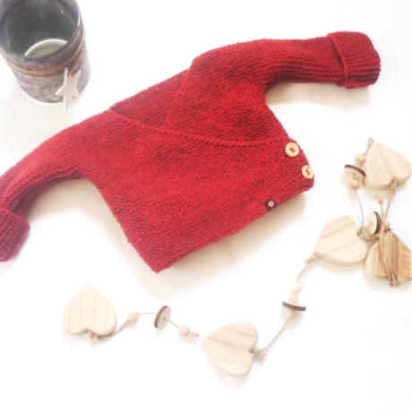 Strickjacke Baby Bio Rot in der Größe 62/68