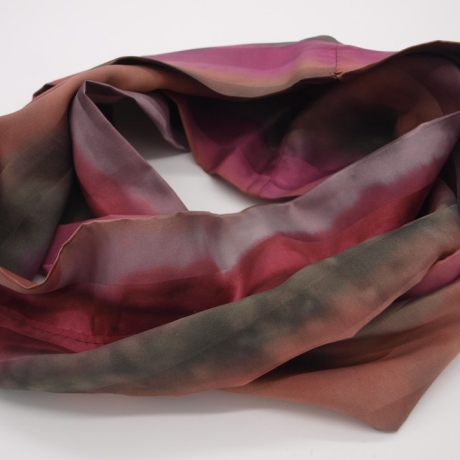 Loopschal Schlauchschal Seide Satin Unikat handbemalt exclusiv 