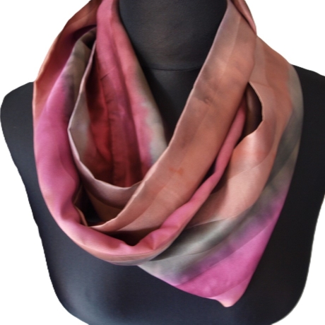 Loopschal Schlauchschal Seide Satin Unikat handbemalt exclusiv 