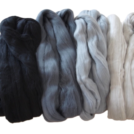 Filzwolle 235g FEINER MERINO-KAMMZUG FILZEN 19,5mic grau-schwarz