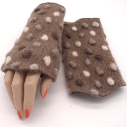 Armstulpen Pulswärmer Stulpen mit Spitze Musterwalk Walk beige