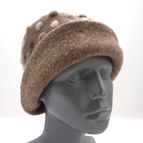 Hut Mütze Musterwalk Walk gefüttert handgefertigt beige Punkte 