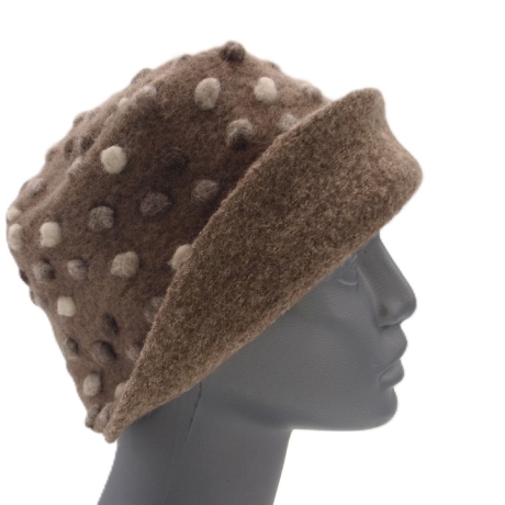 Hut Mütze Musterwalk Walk gefüttert handgefertigt beige Punkte 