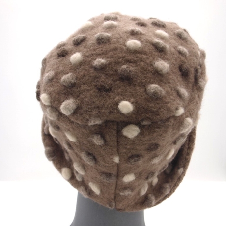 Hut Mütze Musterwalk Walk gefüttert handgefertigt beige Punkte 