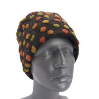 Unikat Mütze Musterwalkstoff Walk gefüttert handgefertigt bunt