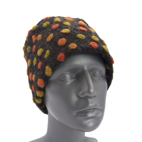 Unikat Mütze Musterwalkstoff Walk gefüttert handgefertigt bunt