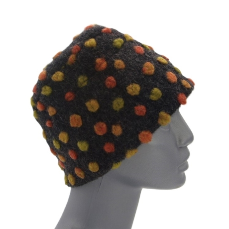 Unikat Mütze Musterwalkstoff Walk gefüttert handgefertigt bunt
