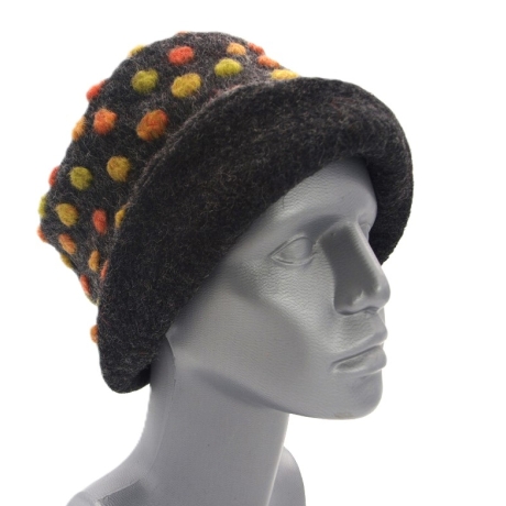 Unikat Hut Mütze Walkstoff Walk gefüttert handgefertigt bunt