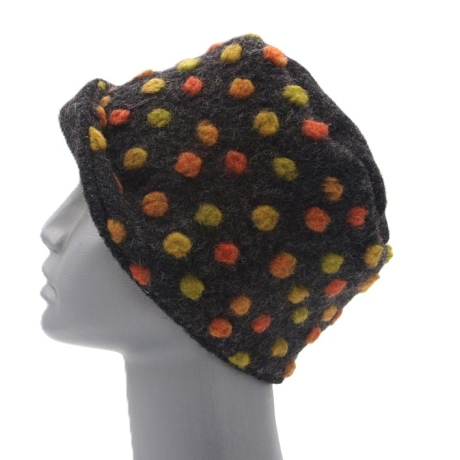Unikat Hut Mütze Walkstoff Walk gefüttert handgefertigt bunt