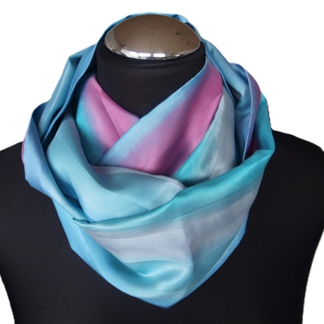 Loopschal Schlauchschal Seide Satin Unikat handbemalt exclusiv 
