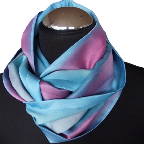 Loopschal Schlauchschal Seide Satin Unikat handbemalt exclusiv 
