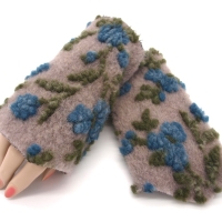 Armstulpen Pulswärmer Stulpen mit Spitze Musterwalk Walk beige