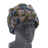 Unikat Mütze Musterwalkstoff Walk gefüttert handgefertigt beige