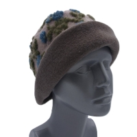 Unikat Hut Mütze Walkstoff Walk gefüttert handgefertigt beige