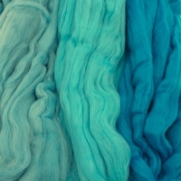 Filzwolle 210g superfeiner Merino-Kammzug Filzen 19,5mic 3xtürkis