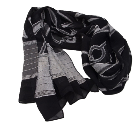 Schal Damen Seidenschal Ausbrenner handgefärbt silber schwarz