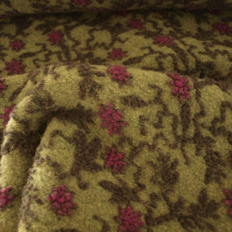 Musterwalk Kochwolle ital.Walkstoff mit erhabenem Muster Walklode