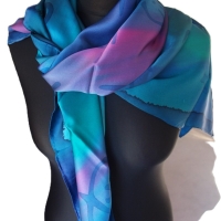 Seidentuch 110x110cm handbemalt Unikat Seide Crepe Satin 12.5