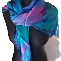 Seidentuch 110x110cm handbemalt Unikat Seide Crepe Satin 12.5