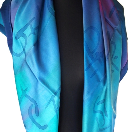 Seidentuch 110x110cm handbemalt Unikat Seide Crepe Satin 12.5