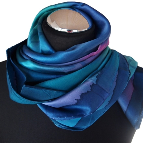 Seidentuch 110x110cm handbemalt Unikat Seide Crepe Satin 12.5