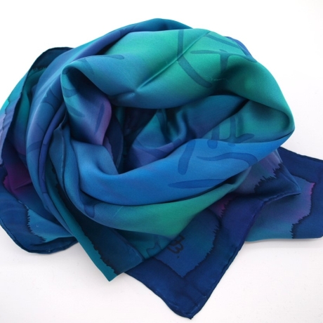 Seidentuch 110x110cm handbemalt Unikat Seide Crepe Satin 12.5