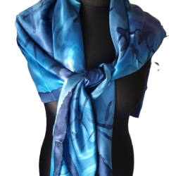Seidentuch 110x110cm handbemalt Unikat Seide Crepe Satin 12.5