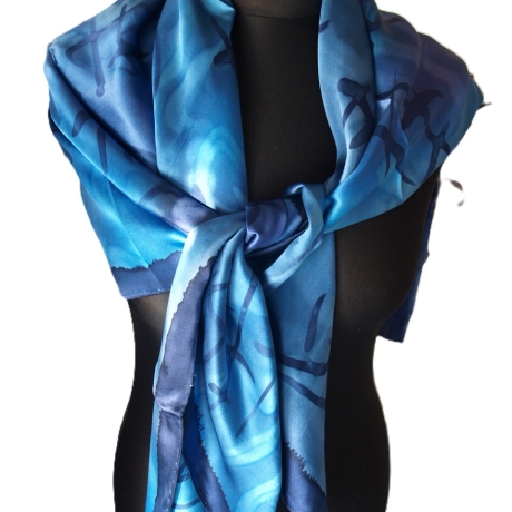 Seidentuch 110x110cm handbemalt Unikat Seide Crepe Satin 12.5