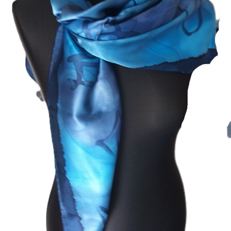 Seidentuch 110x110cm handbemalt Unikat Seide Crepe Satin 12.5