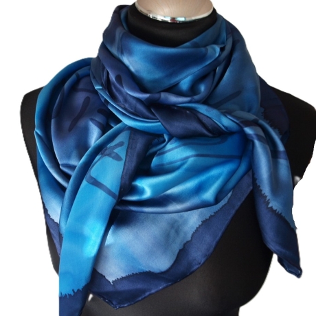 Seidentuch 110x110cm handbemalt Unikat Seide Crepe Satin 12.5