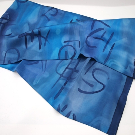 Seidentuch 110x110cm handbemalt Unikat Seide Crepe Satin 12.5