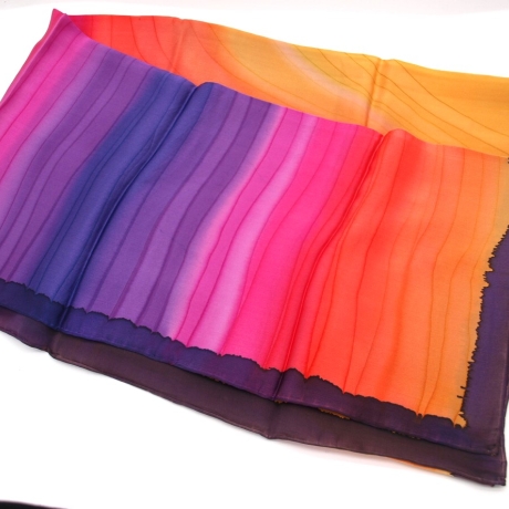 Seidentuch 110x110cm handbemalt Unikat Seide Crepe Satin 12.5