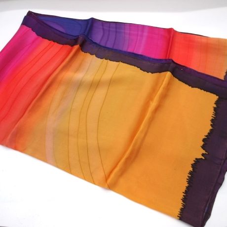 Seidentuch 110x110cm handbemalt Unikat Seide Crepe Satin 12.5