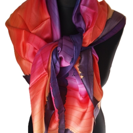 Seidentuch 110x110cm handbemalt Unikat Seide Crepe Satin 12.5