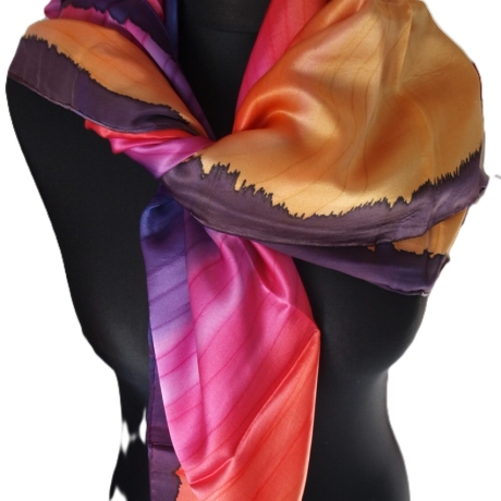 Seidentuch 110x110cm handbemalt Unikat Seide Crepe Satin 12.5