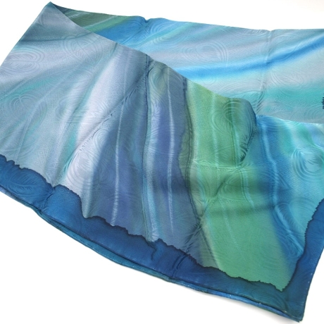 Seidentuch 110x110cm handbemalt Unikat Seide Jaquardmuster