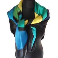 Seidentuch 110x110cm handbemalt Unikat Seide Crepe Satin 12.5