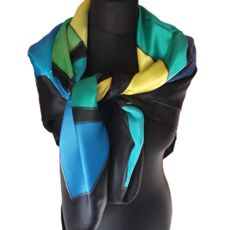 Seidentuch 110x110cm handbemalt Unikat Seide Crepe Satin 12.5