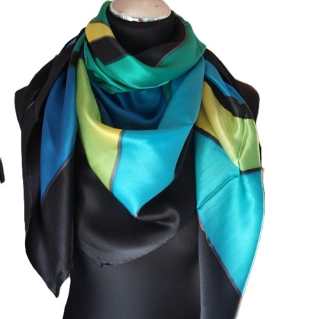 Seidentuch 110x110cm handbemalt Unikat Seide Crepe Satin 12.5