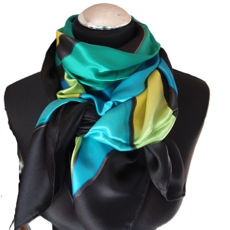 Seidentuch 110x110cm handbemalt Unikat Seide Crepe Satin 12.5