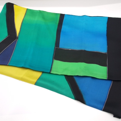 Seidentuch 110x110cm handbemalt Unikat Seide Crepe Satin 12.5