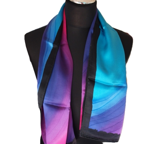 Seidentuch 110x110cm handbemalt Unikat Seide Crepe Satin 12.5