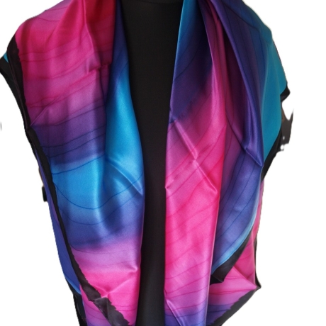 Seidentuch 110x110cm handbemalt Unikat Seide Crepe Satin 12.5