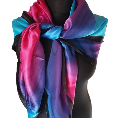 Seidentuch 110x110cm handbemalt Unikat Seide Crepe Satin 12.5