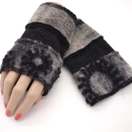 Armstulpen Pulswärmer Stulpen Unikat Musterwalk Walk blau